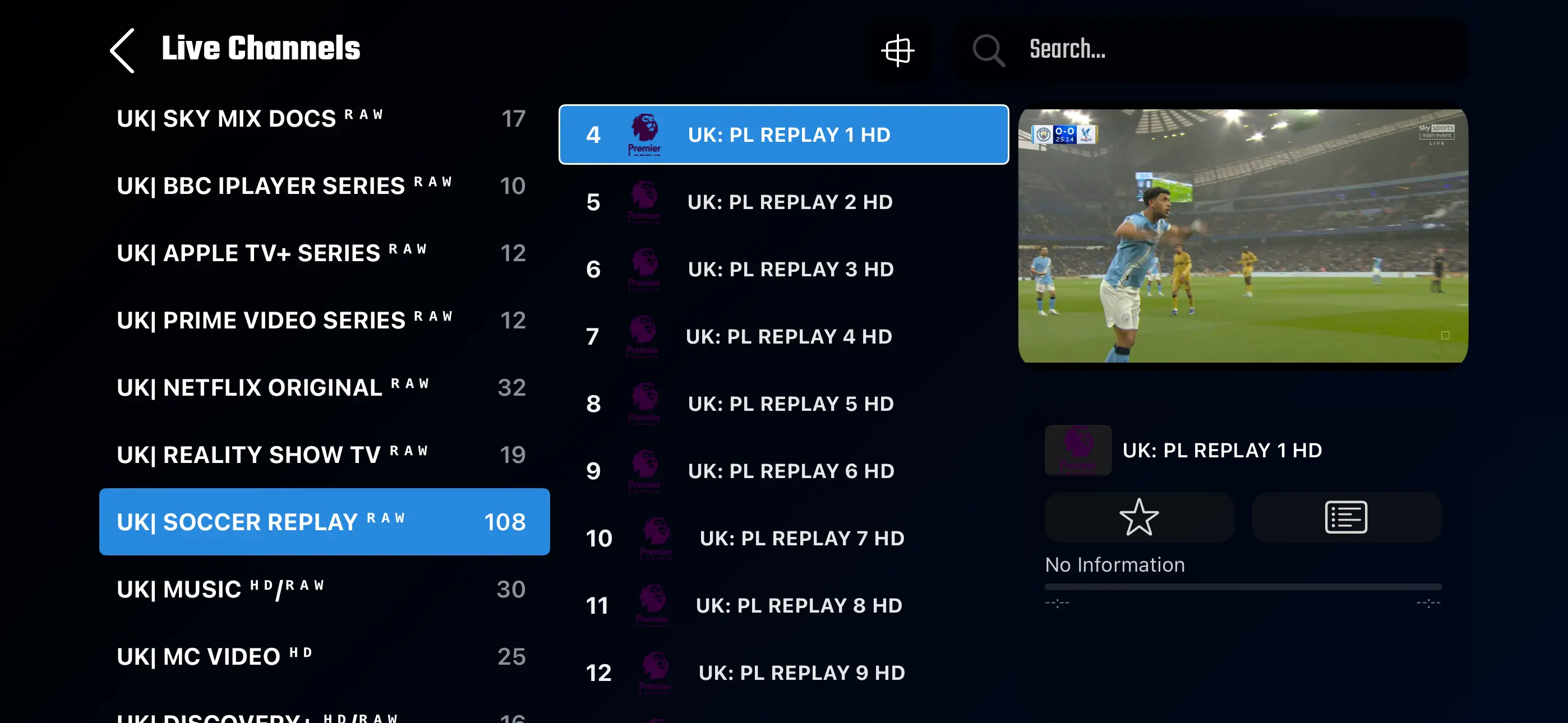 IPTV Channel Selection Interface